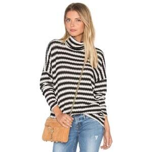 Women's Turtle Neck Sweater Sz Small Long Sleeve Striped Dropped Shoulder NWT